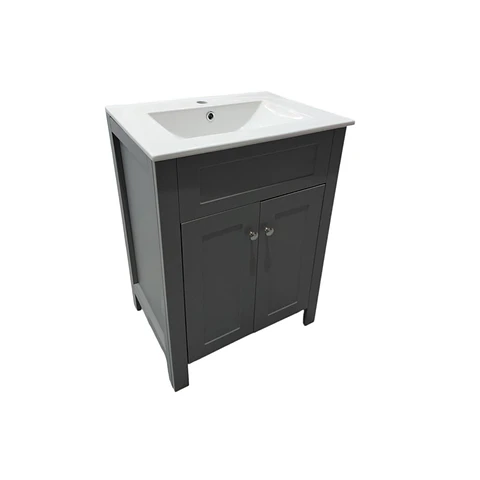 Vanitorio + Mueble Gris Sin Griferia 61x46.5x82cm